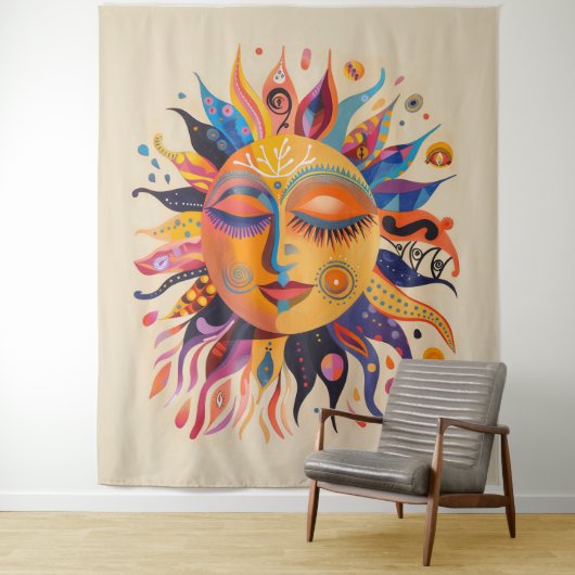 Whimsical Celestial Sun Wandteppich (Beispiel)