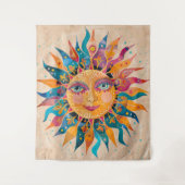 Whimsical Celestial Sun Wandteppich (Vorderseite)