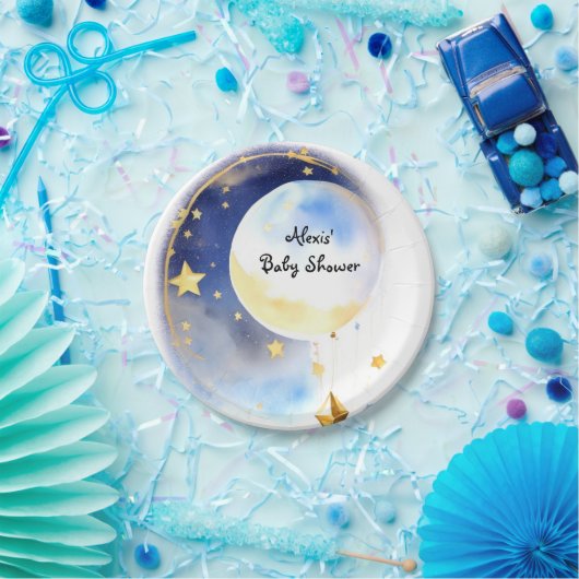 Whimsical Celestial Watercolor Babydusche Pappteller (Party)