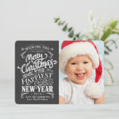 Whimsical Chalkboard Frohe Weihnachtsfoto Karten (Stehend Vorderseite)