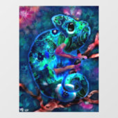 Whimsical Chameleon Abstrakt floral Aquamarin Gree Fensteraufkleber (Blatt)