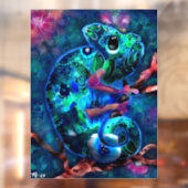 Whimsical Chameleon Abstrakt floral Aquamarin Gree Fensteraufkleber (Blatt 2)