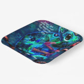 Whimsical Chameleon Blue Aquamarin Floral Abstrakt Pappteller (Gewinkelt)