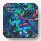 Whimsical Chameleon Blue Aquamarin Floral Abstrakt Pappteller (Vorderseite)