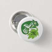 Whimsical Chameleon Klettern auf Hopfen Monogram Button (Vorne & Hinten)