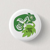 Whimsical Chameleon Klettern auf Hopfen Monogram Button (Vorderseite)