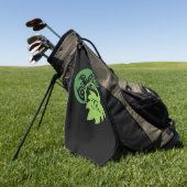 Whimsical Chameleon Klettern auf Hopfen Monogram Golfhandtuch (Gras)