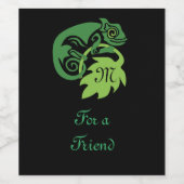 Whimsical Chameleon Klettern auf Hopfen Monogram Weinetikett (Einzelnes Label)