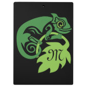 Whimsical Chameleon Monogram Klemmbrett (Rückseite)