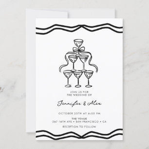 Whimsical Champagne-Bogen-Hochzeit Einladung