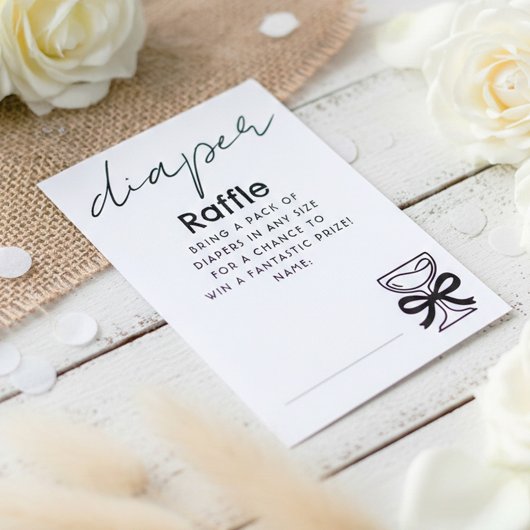Whimsical Champagne Diaper Raffle Tickets Begleitkarte