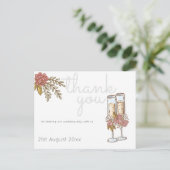 Whimsical Champagne Timeline Wedding DANK Postkarte (Stehend Vorderseite)