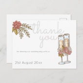 Whimsical Champagne Timeline Wedding DANK Postkarte (Vorne/Hinten)