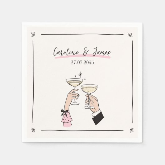 Whimsical Champagne Toast Wedding Napkins Serviette (Vorderseite)
