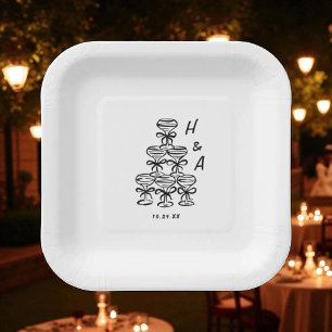 Whimsical Champagne-Turm Hochzeitscocktail Pappteller