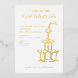 Whimsical Champagner Silvesterparty Folieneinladung