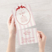 Whimsical Champagner Tower Doodle Wedding All In One Einladung (Abreißen)