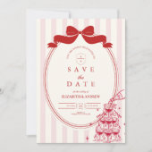 Whimsical Champagner Tower Doodle Wedding Save The Date (Vorderseite)