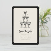 Whimsical Champagner Tower Handgeschriebener Weddi Einladung (Stehend Vorderseite)