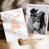 Whimsical Champagner Tower Save the Date handgezei Einladung