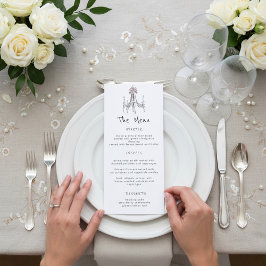 Whimsical Chandelier Dessert Cake Wedding Menu Menükarte