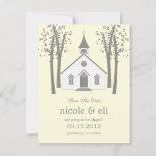 Whimsical Chapel Hochzeit Save The Date Karte