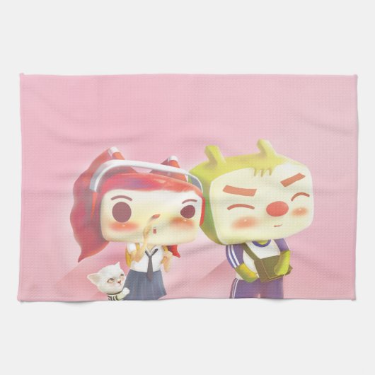 Whimsical Characters with Cat Geschirrtuch (Horizontal)