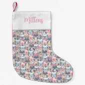 Whimsical Charm Mit Monogramm, multiGemusterte Kat Kleiner Weihnachtsstrumpf (Vorderseite)