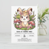 Whimsical Charming Bunny Digital Geburtstag Einladung (Stehend Vorderseite)