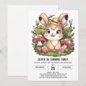 Whimsical Charming Bunny Digital Geburtstag Einladung (Vorne/Hinten)