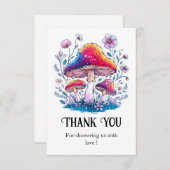 Whimsical Charming Mushroom Baby Dusche Dankeskarte (Vorne/Hinten)