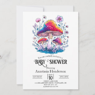 Whimsical Charming Mushroom Baby Dusche Einladung