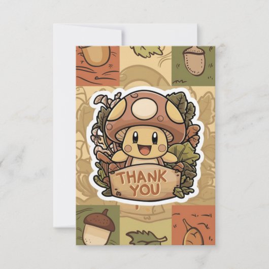 Whimsical Charming Mushroom Danke Karte (Vorderseite)