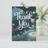 Whimsical Charming Stars Celestial Dankeskarte (Stehend Vorderseite)