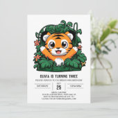 Whimsical Charming Tiger Digital Geburtstag Einladung (Stehend Vorderseite)