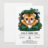 Whimsical Charming Tiger Digital Geburtstag Einladung (Vorne/Hinten)