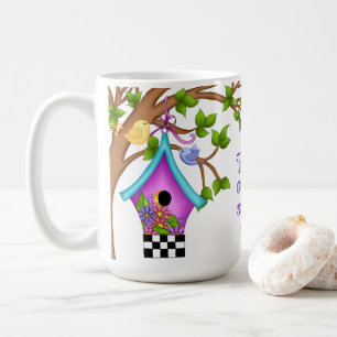 Whimsical Checkerboard Birdhouse Kaffeetasse