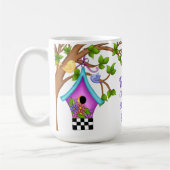 Whimsical Checkerboard Birdhouse Kaffeetasse (Links)