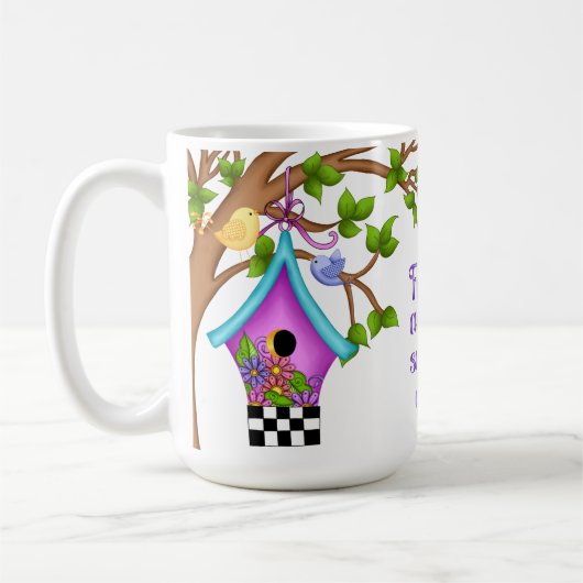 Whimsical Checkerboard Birdhouse Kaffeetasse (Links)