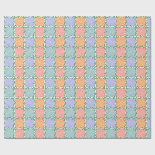 Whimsical Checkered Tile mit grünen Reben Geschenkpapier (Flach)