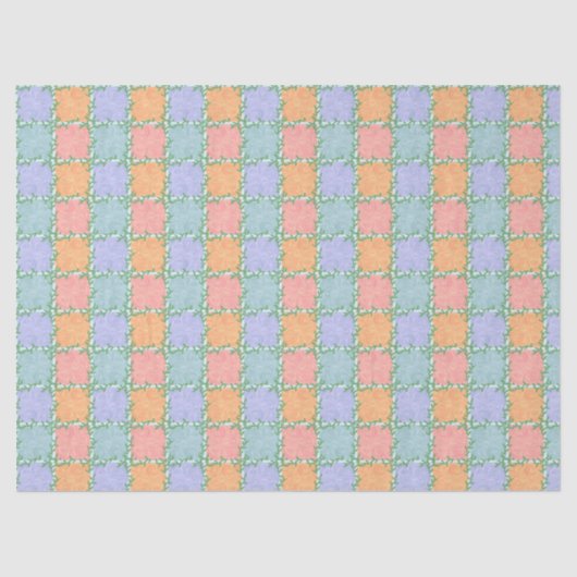 Whimsical Checkered Tile mit grünen Reben Seidenpapier (Vorderseite)