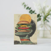 Whimsical Cheeseburger Fantasy Portrait Design Postkarte (Stehend Vorderseite)