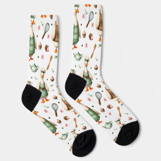 Whimsical Chef Geese Design, Cute Farm goose Socken (Rechts)