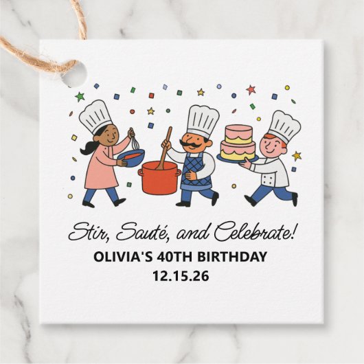 Whimsical Chef Kochkurs Geburtstagsfeier Geschenkanhänger (Vorderseite)