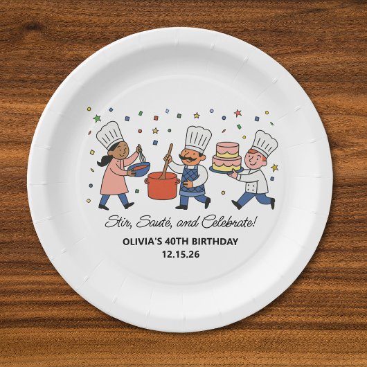Whimsical Chef Kochkurs Geburtstagsfeier Pappteller
