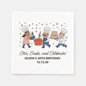 Whimsical Chef Kochkurs Geburtstagsfeier Serviette (Vorderseite)
