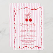 Whimsical Cherry auf Top Baby Shower Girl Einladung (Vorne/Hinten)