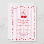 Whimsical Cherry auf Top Baby Shower Girl Einladung (Vorderseite)