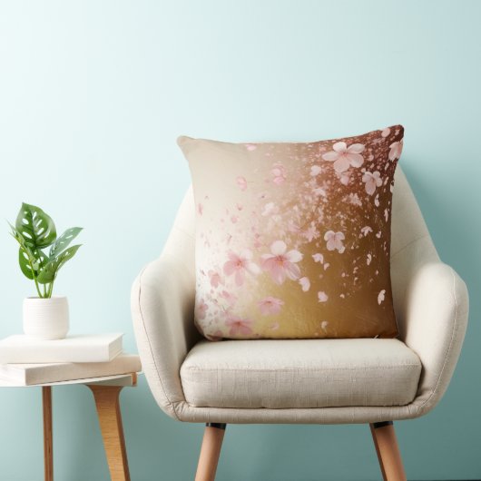 Whimsical Cherry Blossom Blizzard auf Golden Kissen (Stuhl )