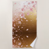 Whimsical Cherry Blossom Blizzard auf Golden Strandtuch (Vorderseite)
